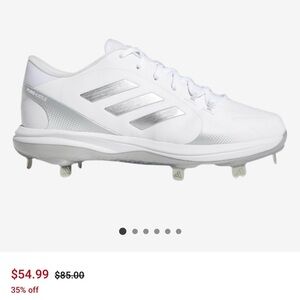 Adidas PureHustle 2.0 White and Silver Cleats